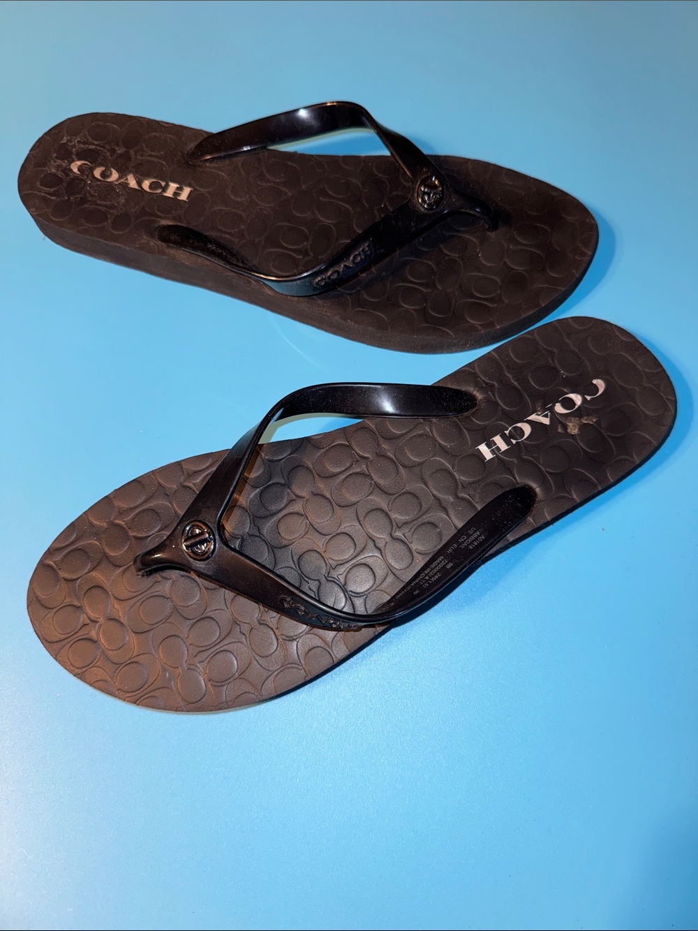 Coach Black Logo Flip Flop Sandals Sz 9